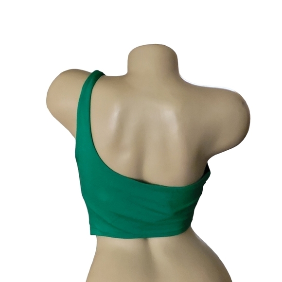 Naked Wardrobe Green Smooth Side Asymmetrical Crop Top New L - Picture 5 of 8